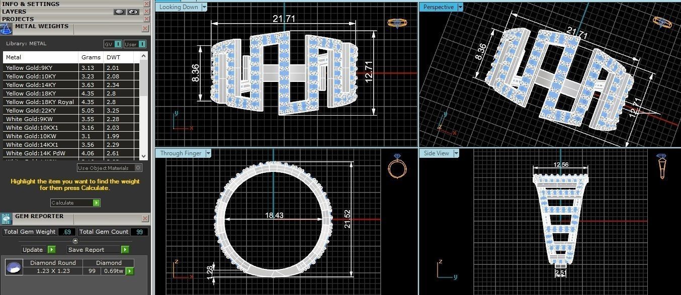 Wave Wire Mesh High Jewelry Cocktail Ring 3dm stl renders 3D print model_3