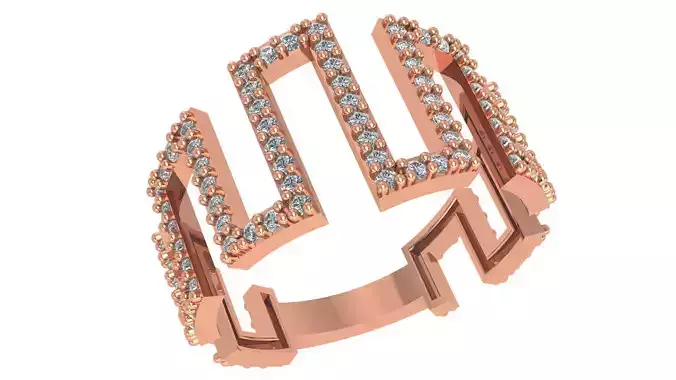 Wave Wire Mesh High Jewelry Cocktail Ring 3dm stl renders 3D print model