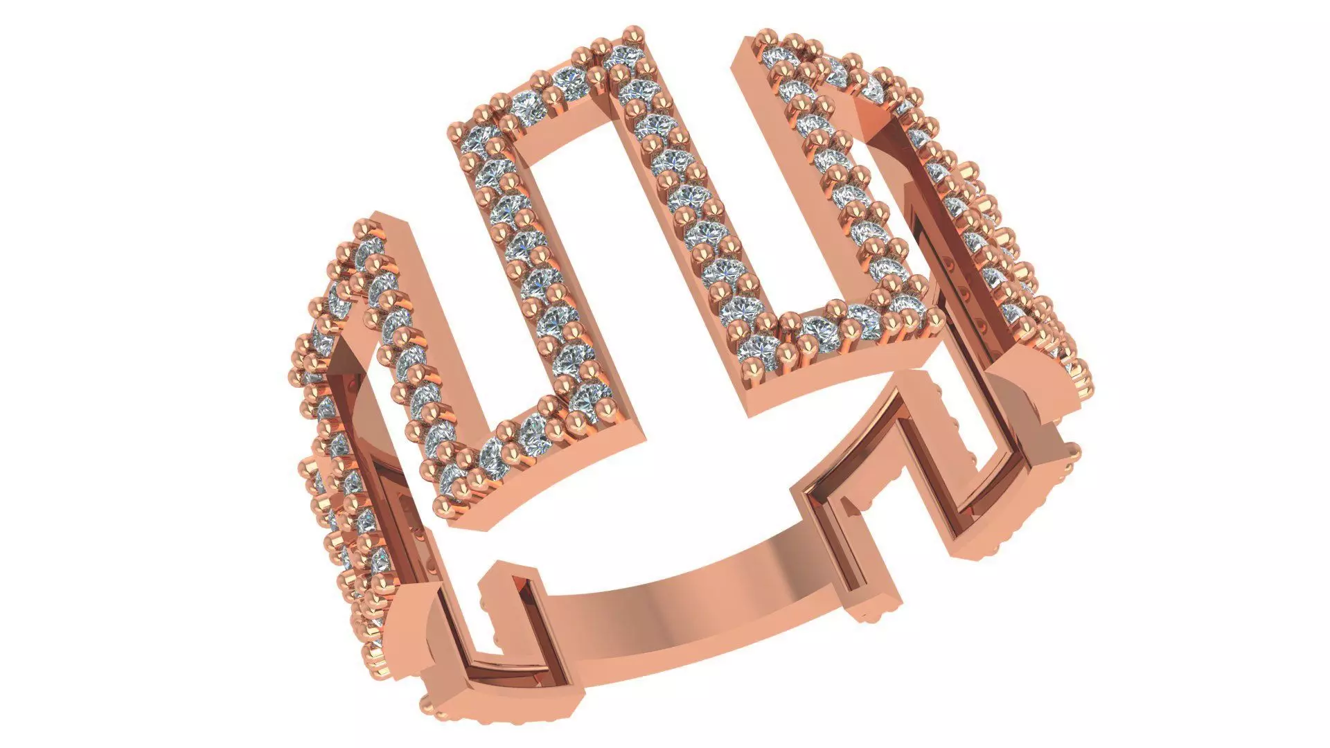 Wave Wire Mesh High Jewelry Cocktail Ring 3dm stl renders 3D print model_0