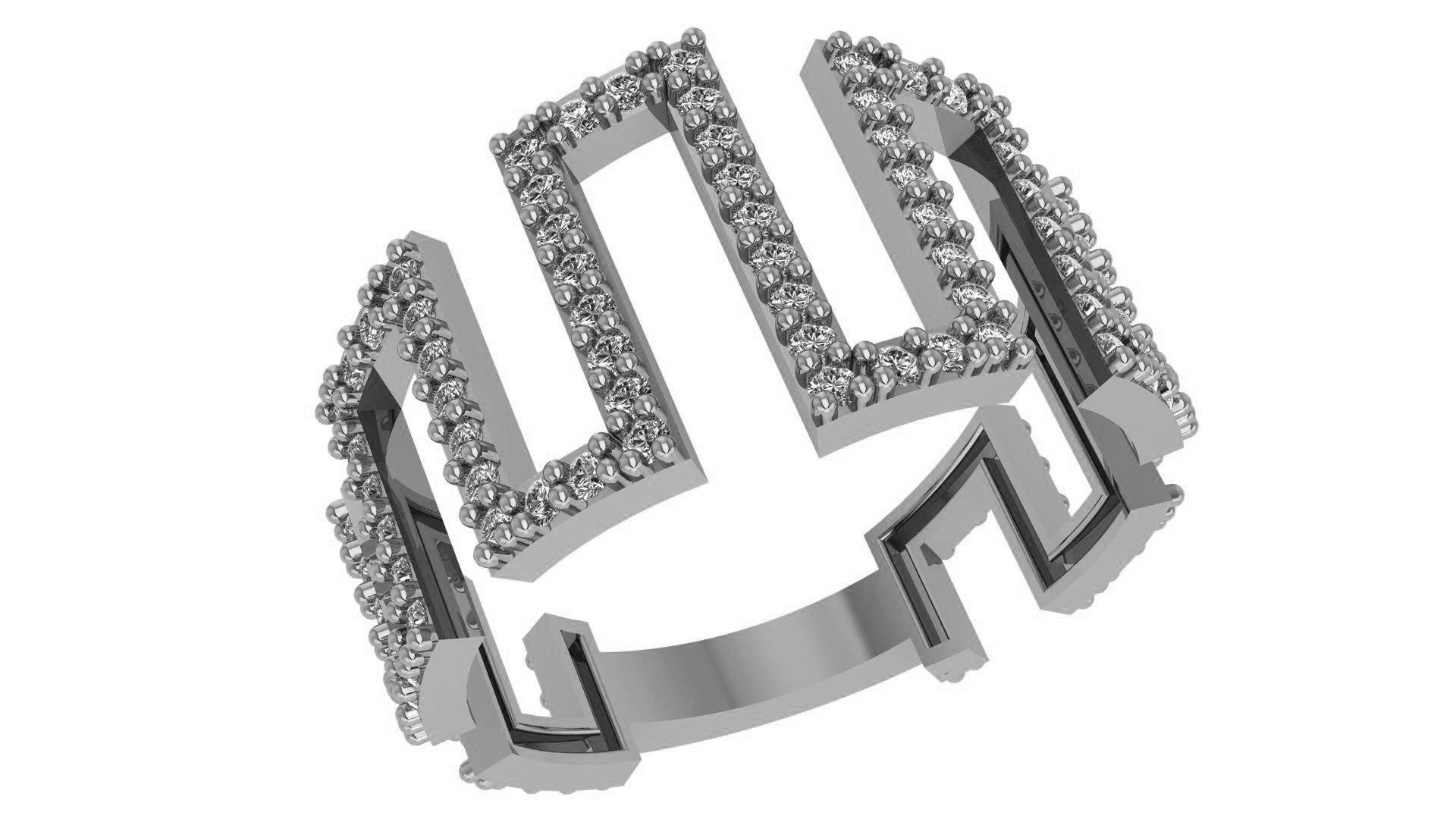 Wave Wire Mesh High Jewelry Cocktail Ring 3dm stl renders 3D print model_2