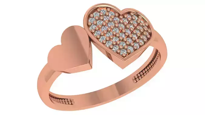 Couple Hearts Love High Jewelry Cocktail Ring 3dm stl renders
