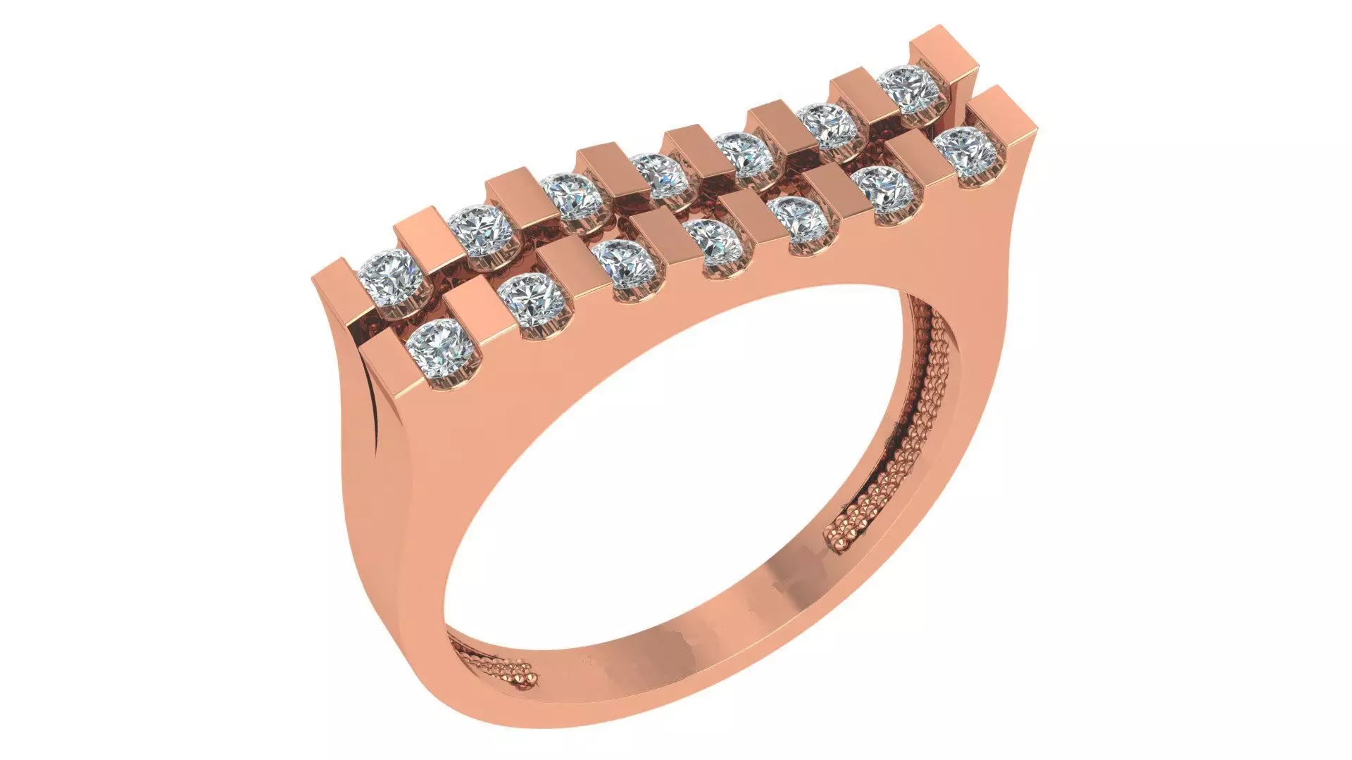 Bi Layer High Jewelry Cocktail Ring 3dm stl renders details 3D print model
