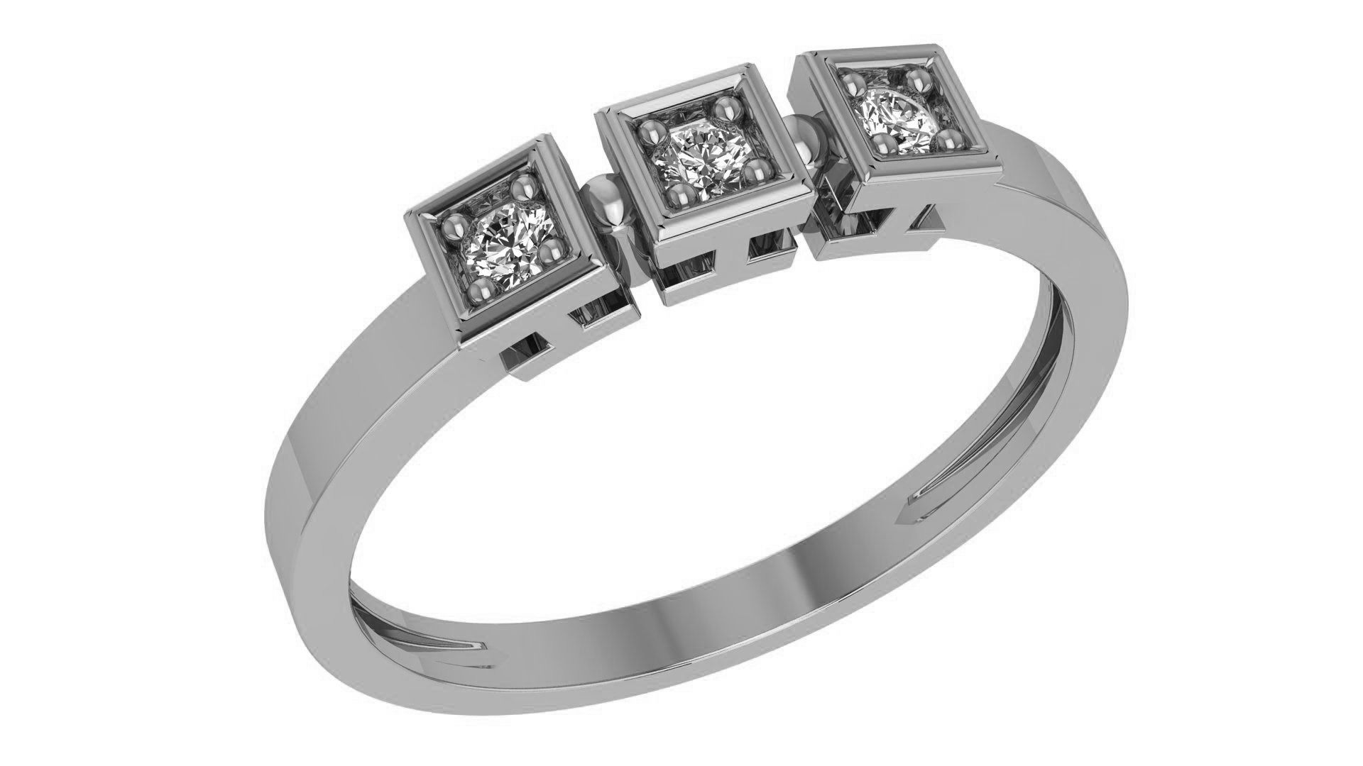 Trio Solitaire Light wt minimalist Ring 3dm stl renders 3D print model_2