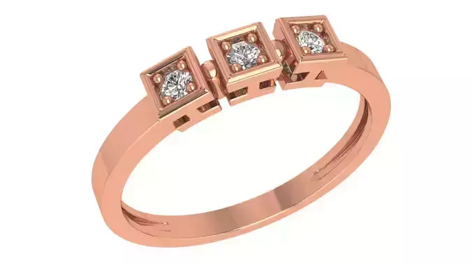 Trio Solitaire Light wt minimalist Ring 3dm stl renders 3D print model