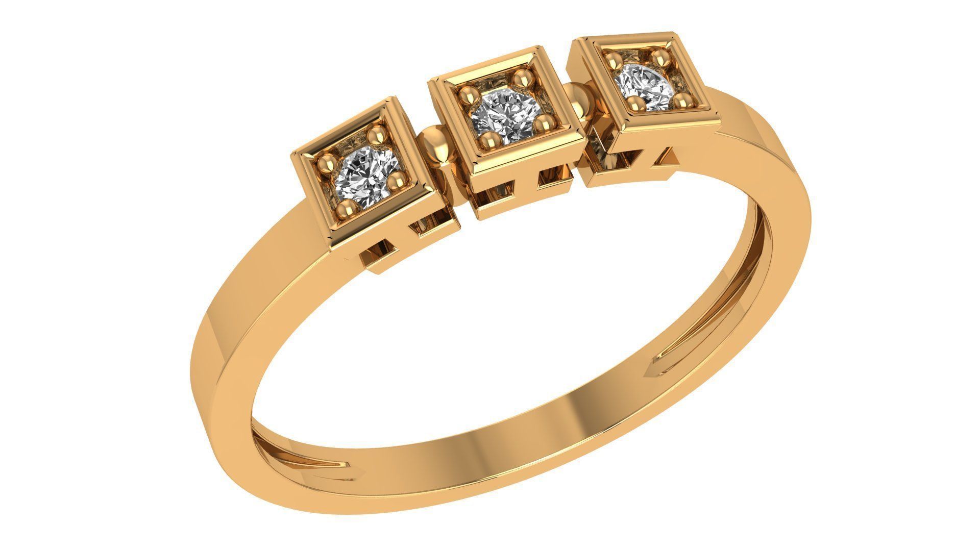 Trio Solitaire Light wt minimalist Ring 3dm stl renders 3D print model_1