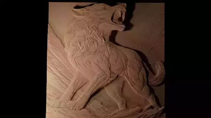 Dire Wolf CNC 3d Print High Relief Sand Casting