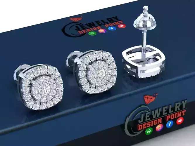 Custom Round Cluster Diamond Studs Earring - Unisex