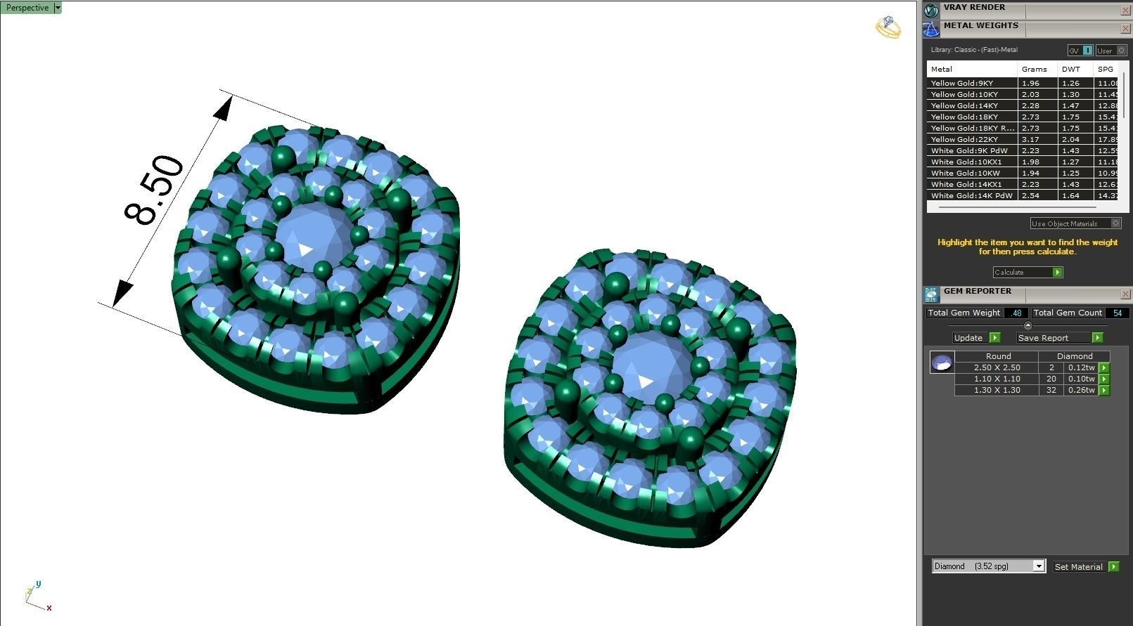 Custom Round Cluster Diamond Studs Earring - Unisex 3D print model_6