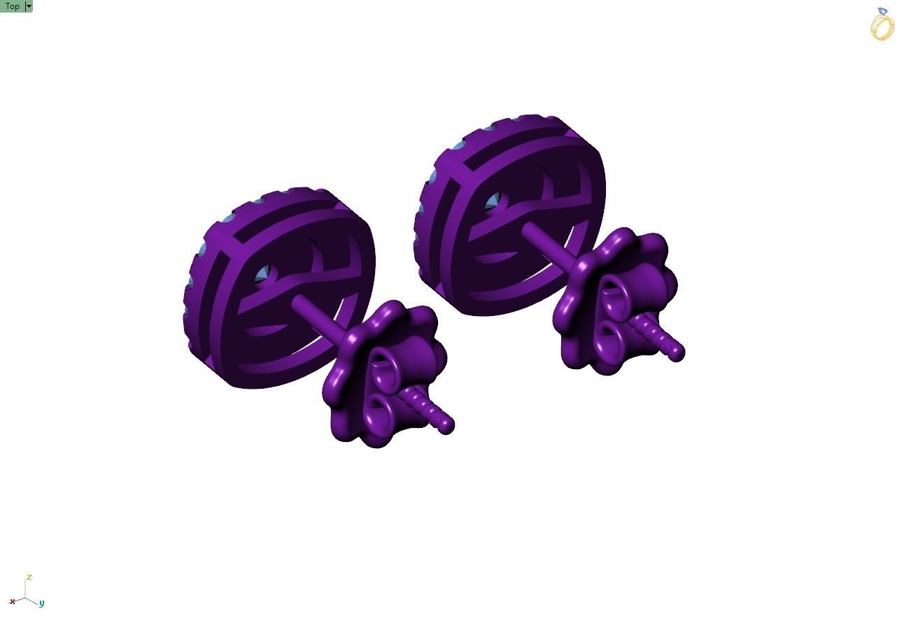 Custom Round Cluster Diamond Studs Earring - Unisex 3D print model_11