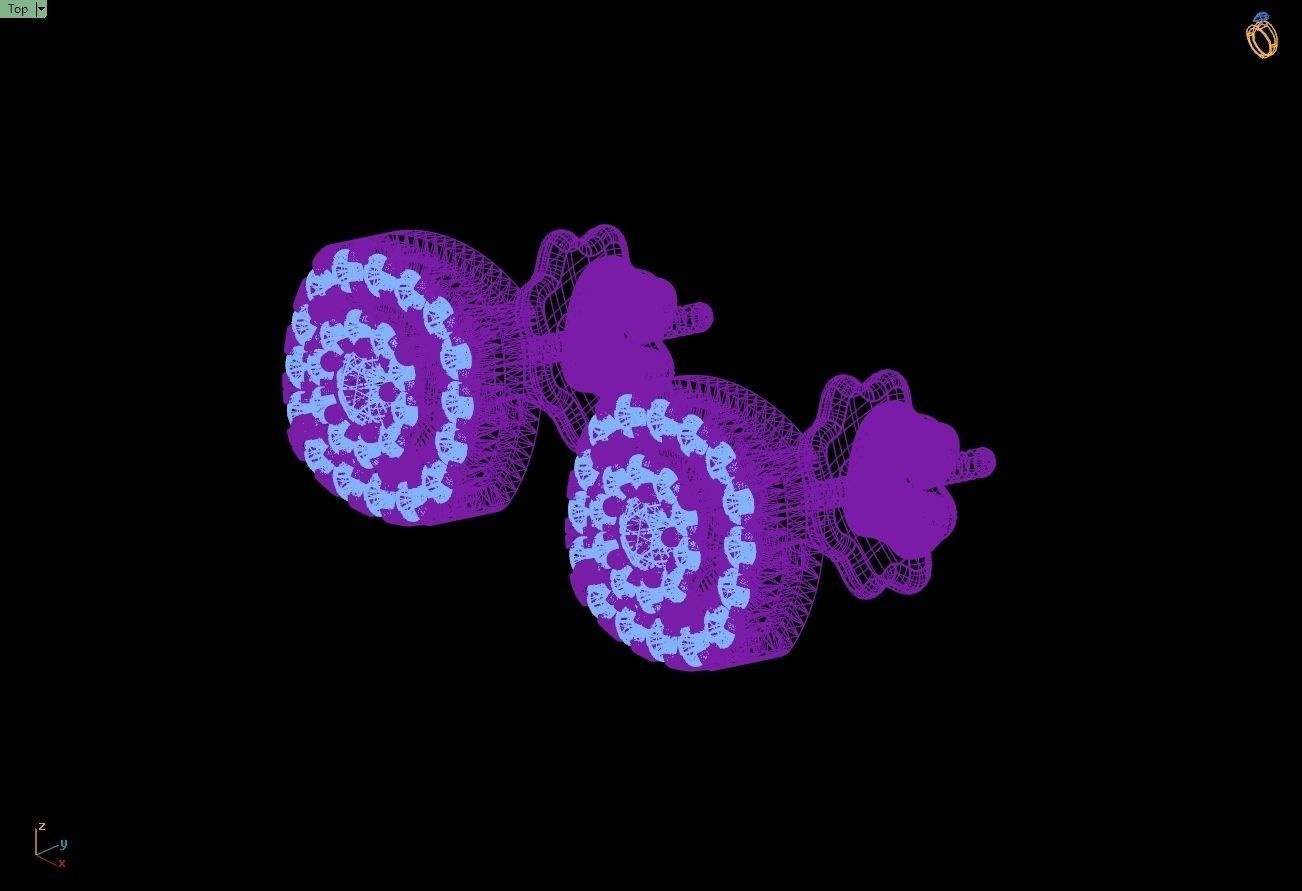 Custom Round Cluster Diamond Studs Earring - Unisex 3D print model_14