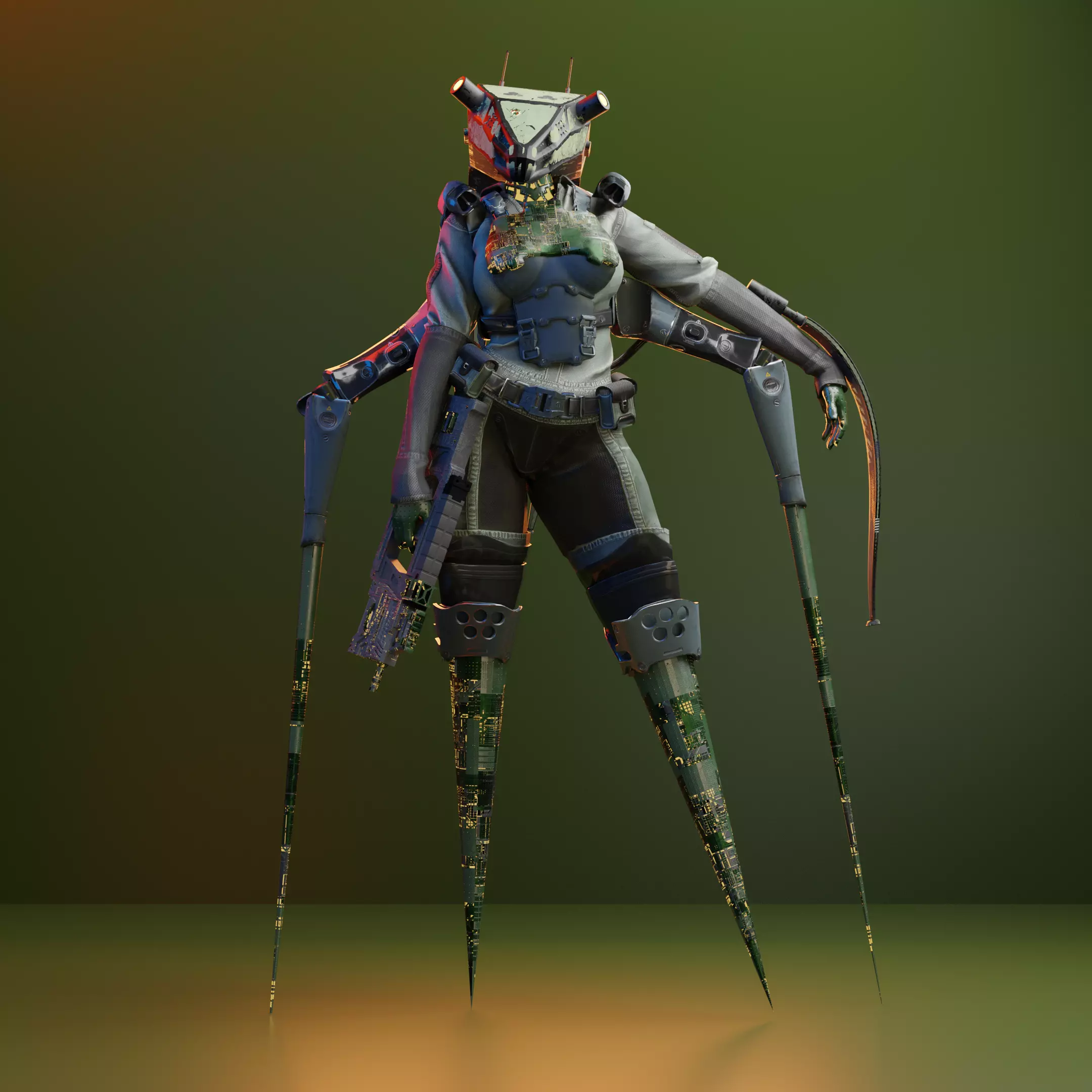 Dolrio sci-fi Female Robot Character 3D model_0