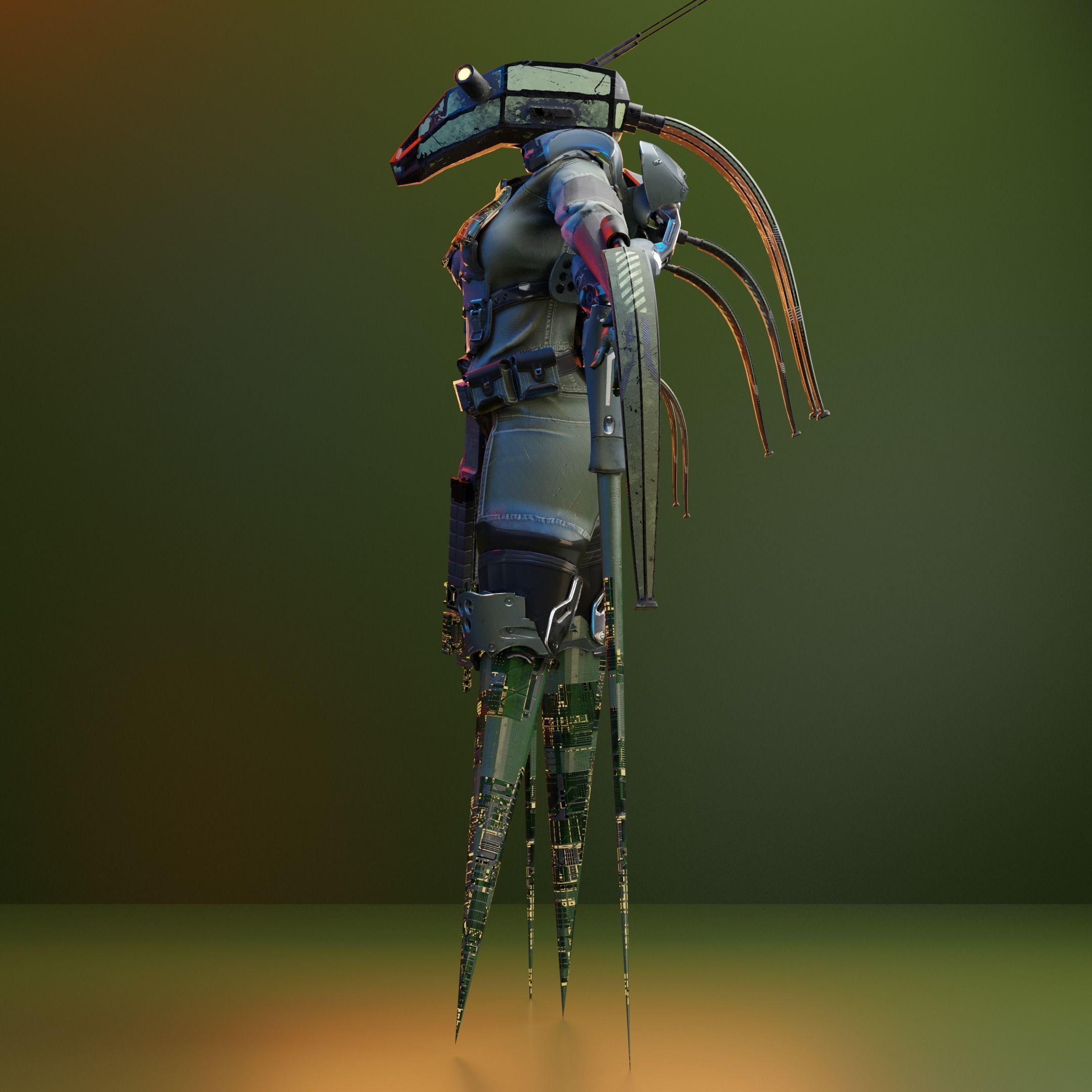 Dolrio sci-fi Female Robot Character 3D model_1