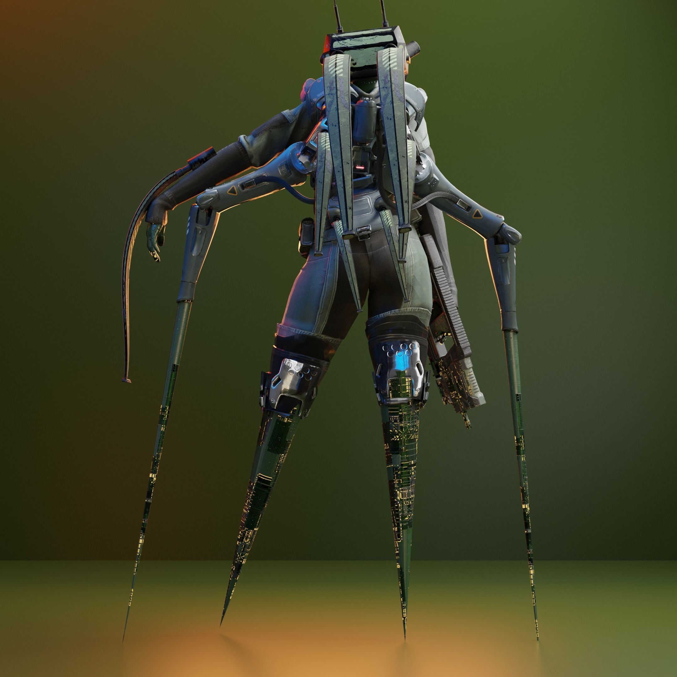 Dolrio sci-fi Female Robot Character 3D model_2