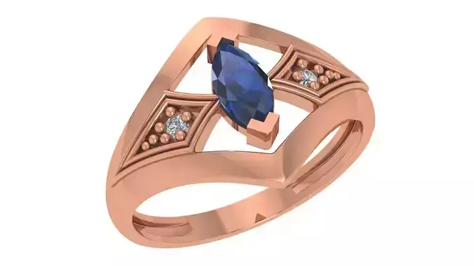 Sapphire High Jewelry Cocktail Ring 3dm stl renders details 3D print model
