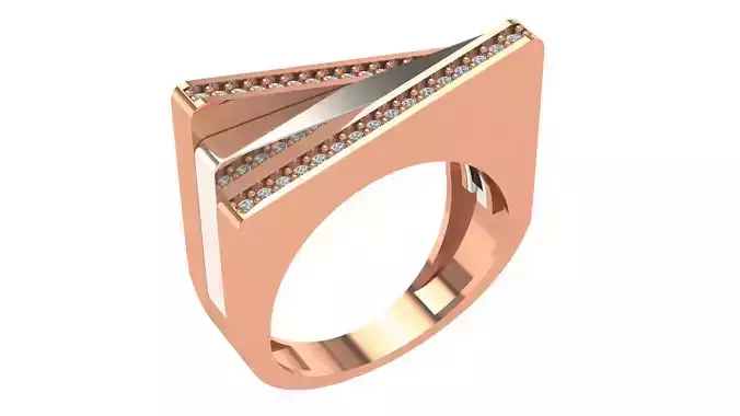 Tri Link High Jewelry Cocktail Ring 3dm stl renders details