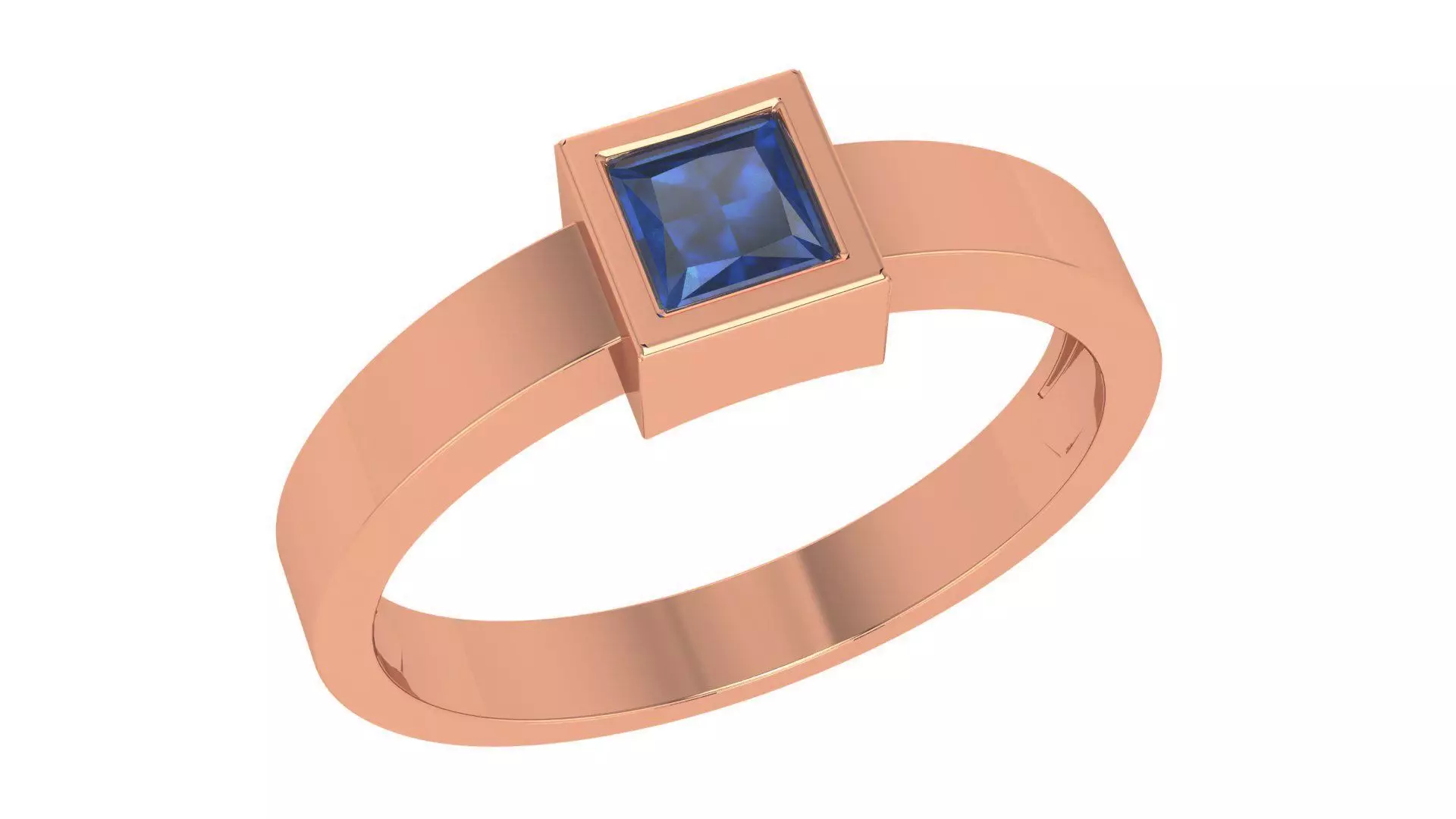 Sapphire Princess Solitaire Diamond  Ring 3dm stl renders 3D print model_0