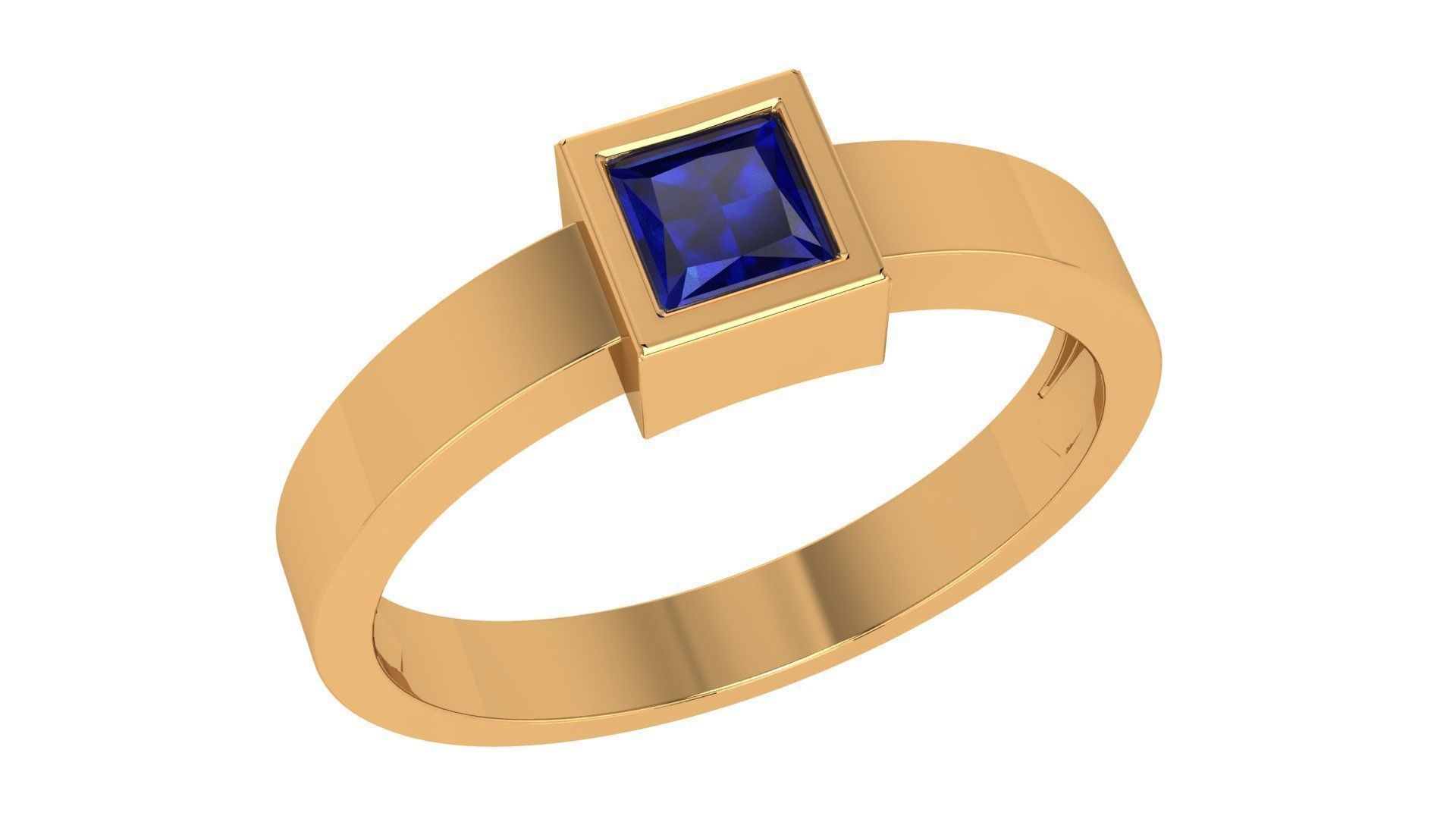 Sapphire Princess Solitaire Diamond  Ring 3dm stl renders 3D print model_1