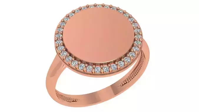Flate head High Jewelry Cocktail Ring 3dm stl renders details 3D print model