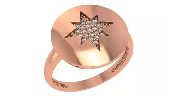 Star High Jewelry Cocktail Ring 3dm stl renders details