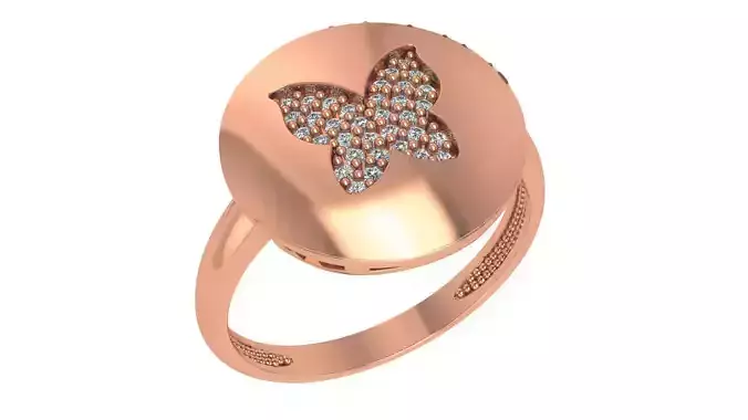 Butterfly High Jewelry Cocktail Ring 3dm stl renders details