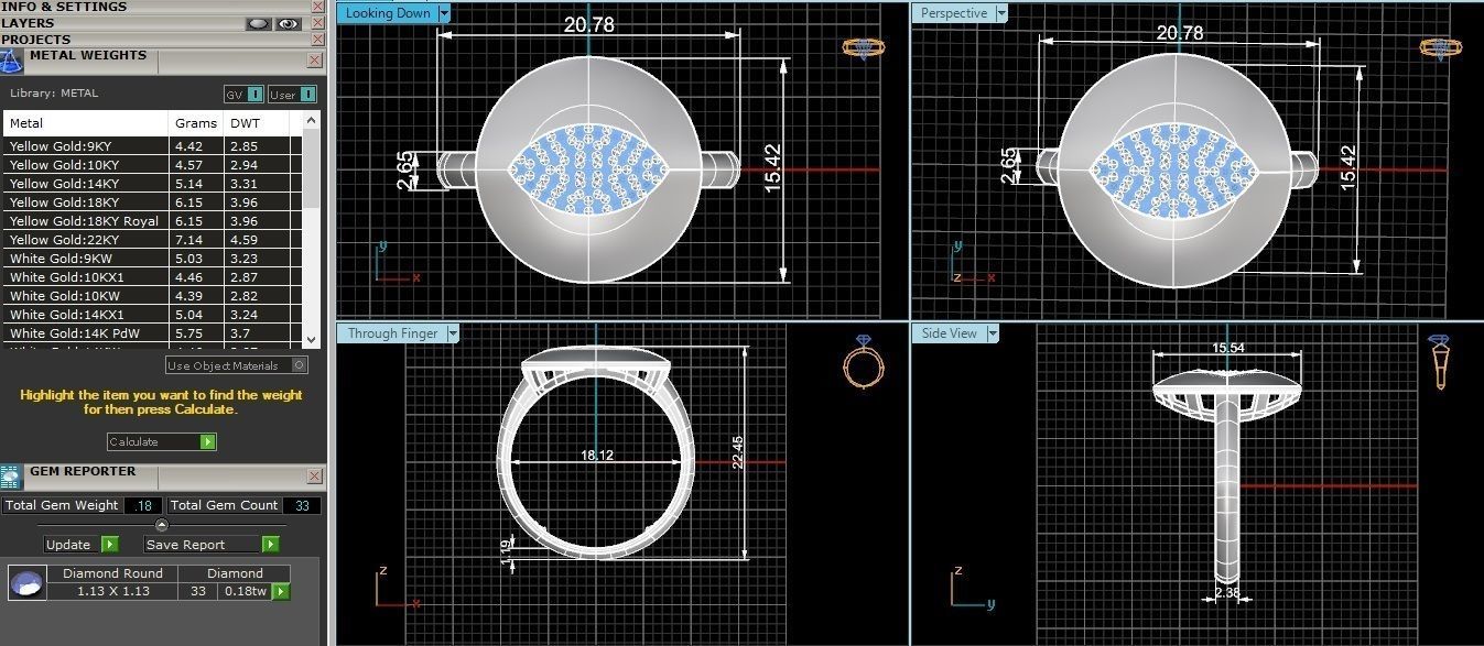 Diamond Eye High Jewelry Cocktail Ring 3dm stl renders details 3D print model_3