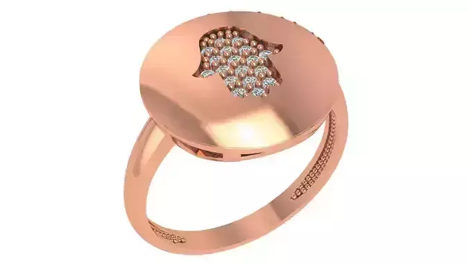 Hamsa High Jewelry Cocktail Ring 3dm stl renders details