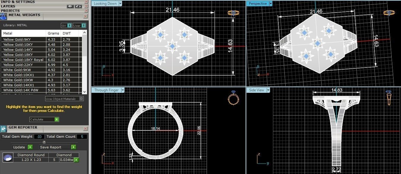 5 Star High Jewelry Cocktail Ring 3dm stl renders details 3D print model_3