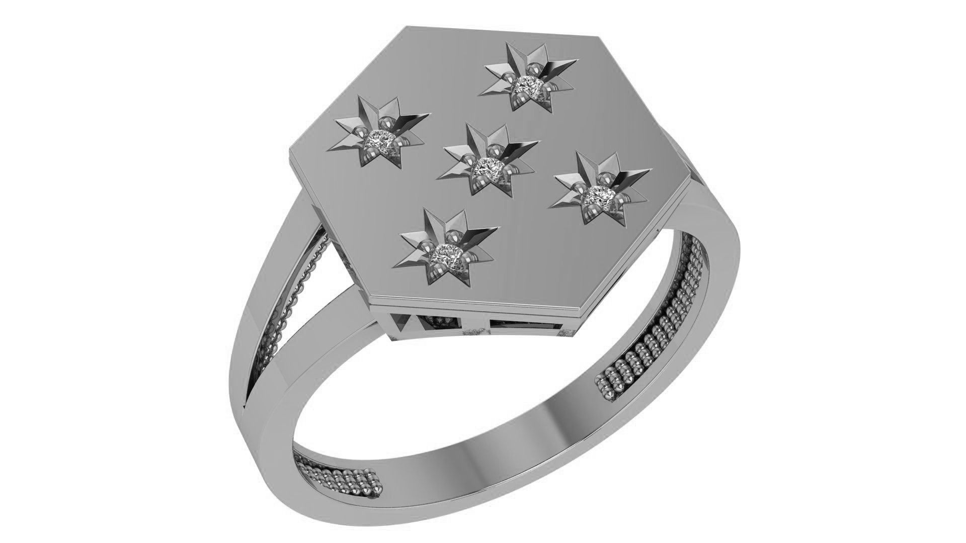 5 Star High Jewelry Cocktail Ring 3dm stl renders details 3D print model_2