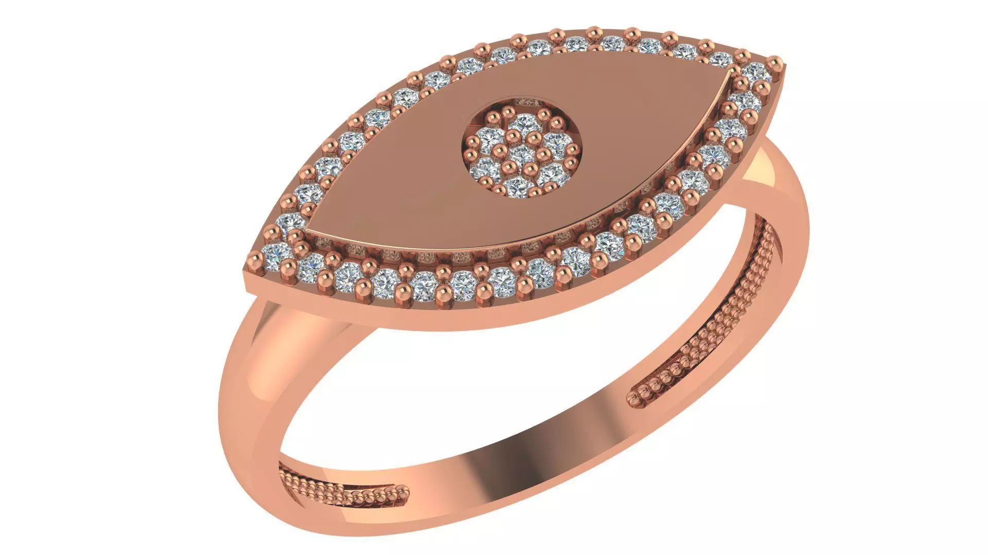 Evil Eye High Jewelry Cocktail Ring 3dm stl renders details 3D print model_0