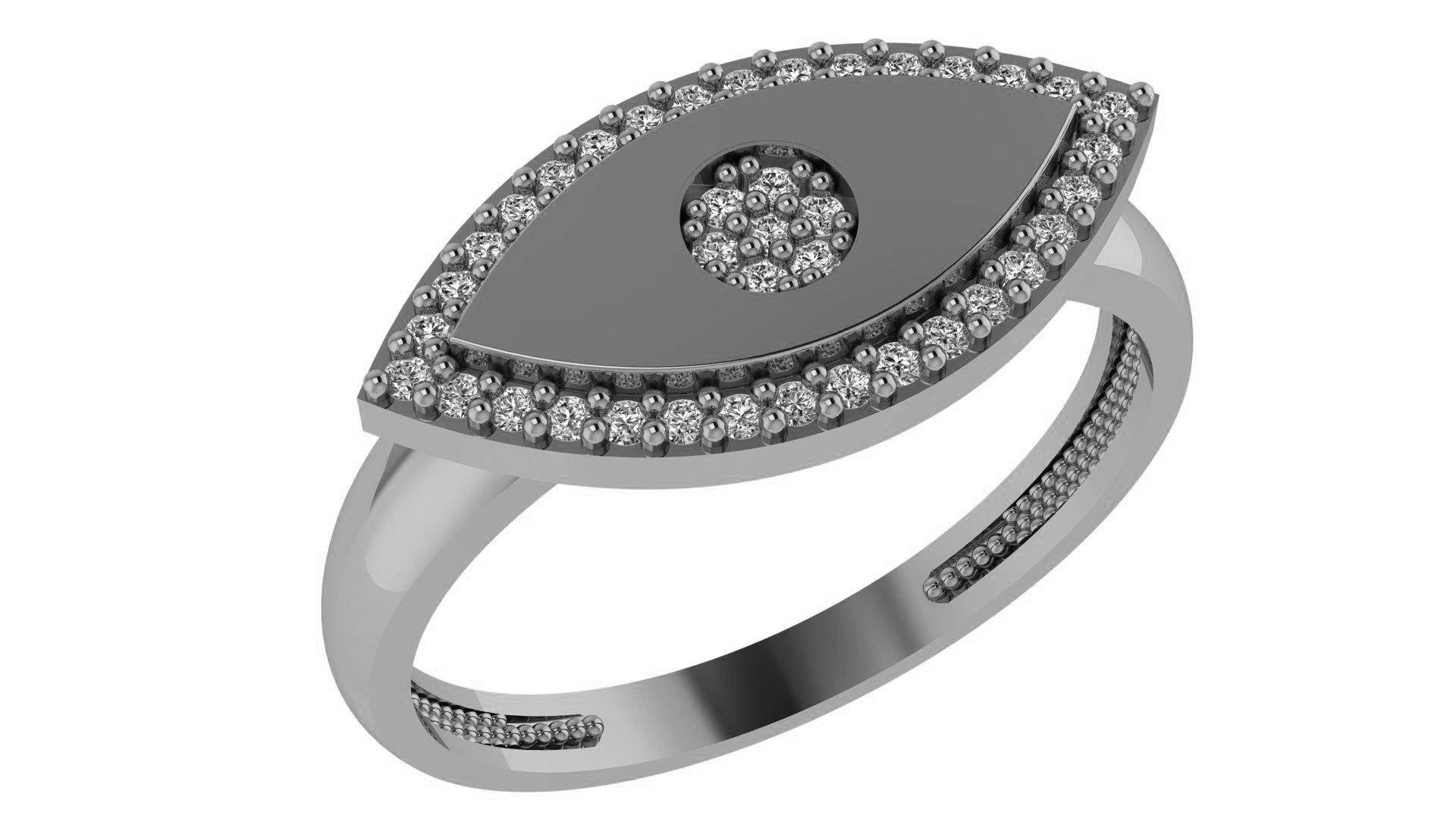 Evil Eye High Jewelry Cocktail Ring 3dm stl renders details 3D print model_2