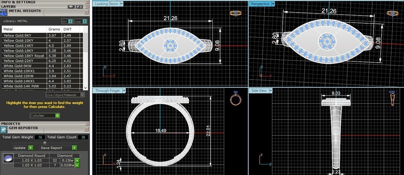 Evil Eye High Jewelry Cocktail Ring 3dm stl renders details 3D print model_3