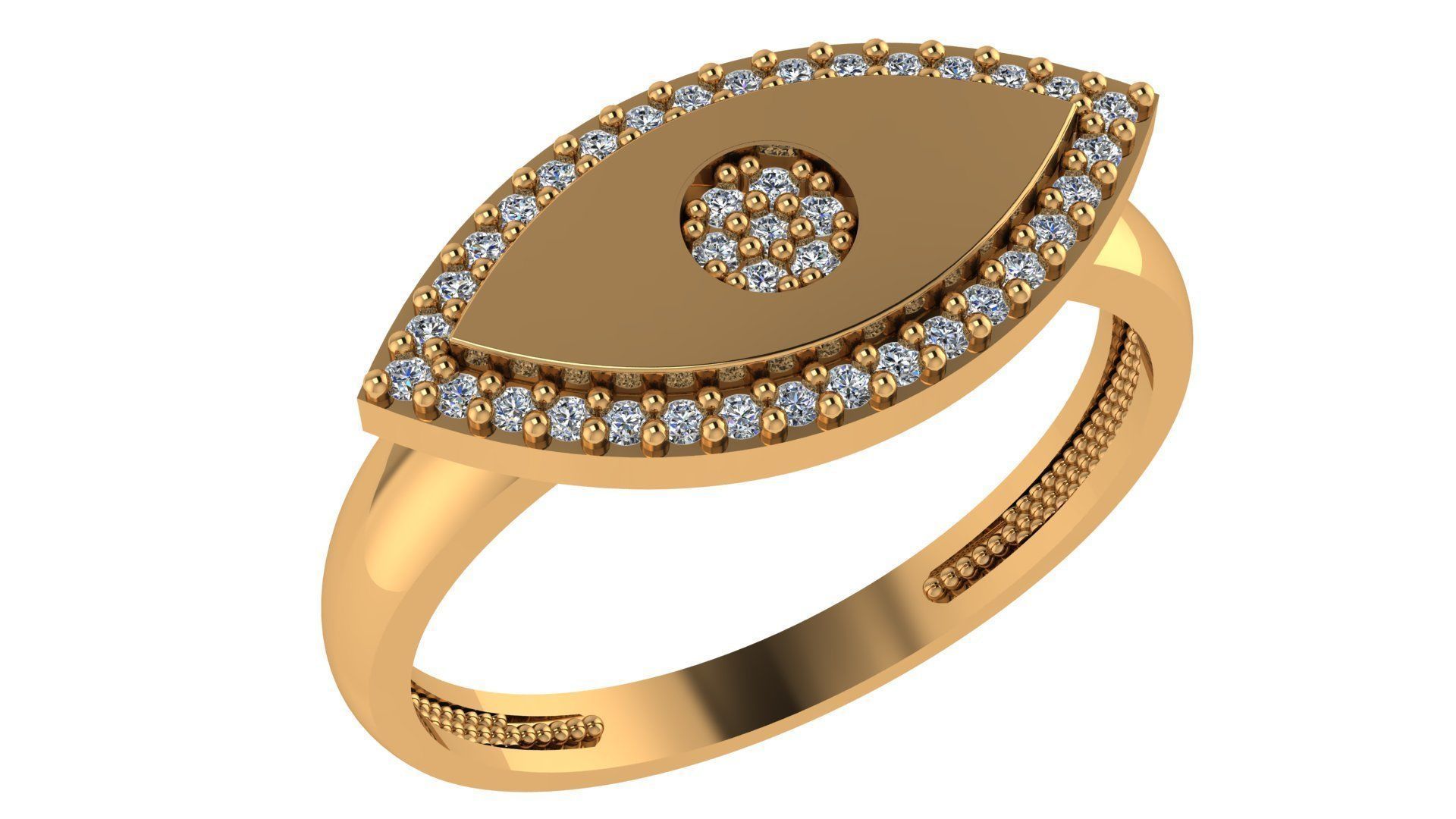 Evil Eye High Jewelry Cocktail Ring 3dm stl renders details 3D print model_1