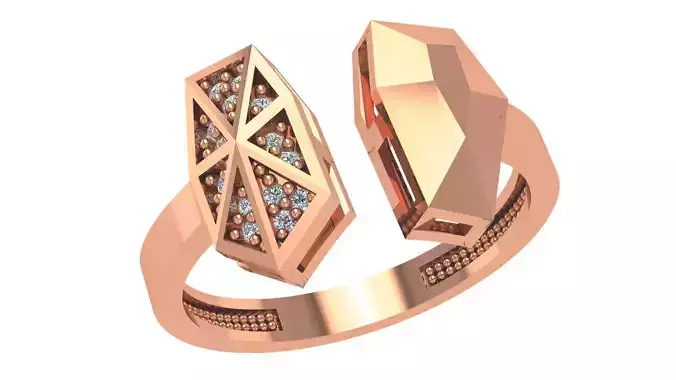 Bi Head High Jewelry Cocktail Ring 3dm stl renders details 3D print model