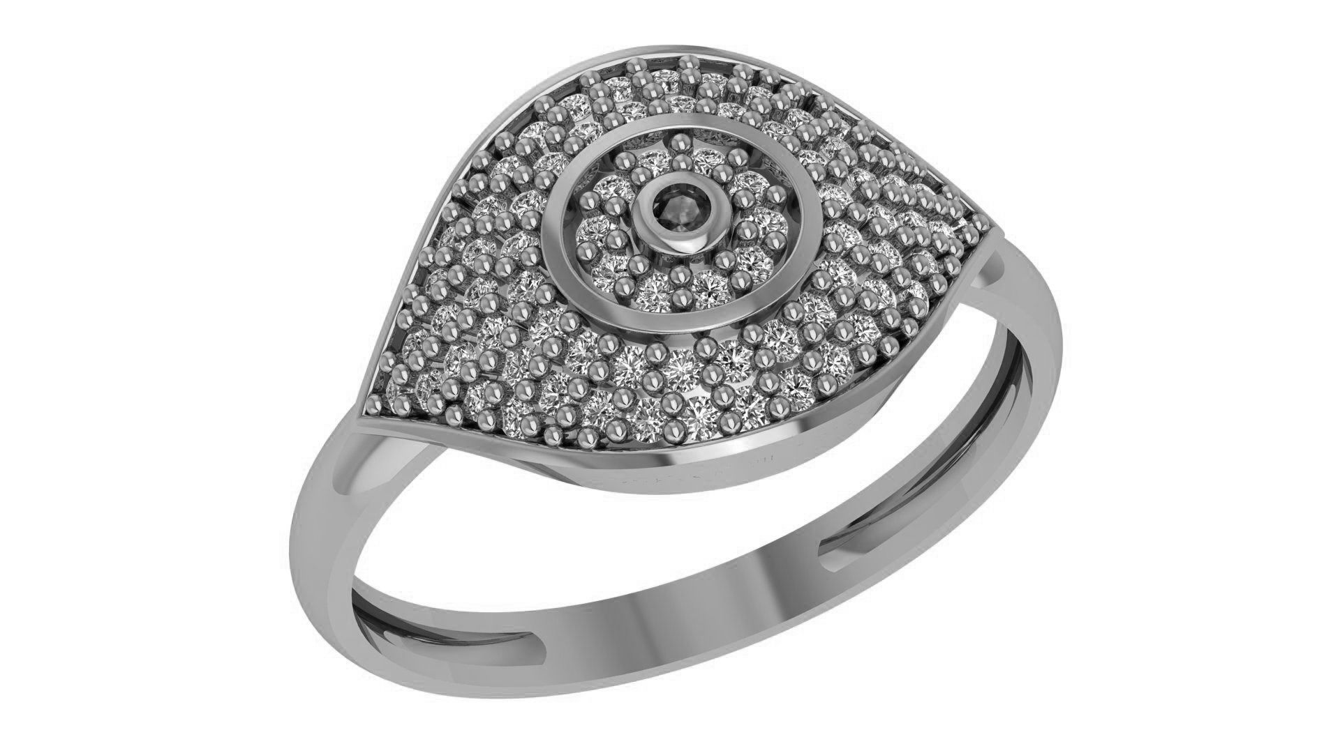 Evil Eye High Jewelry Cocktail Ring 3dm stl renders details 3D print model_2