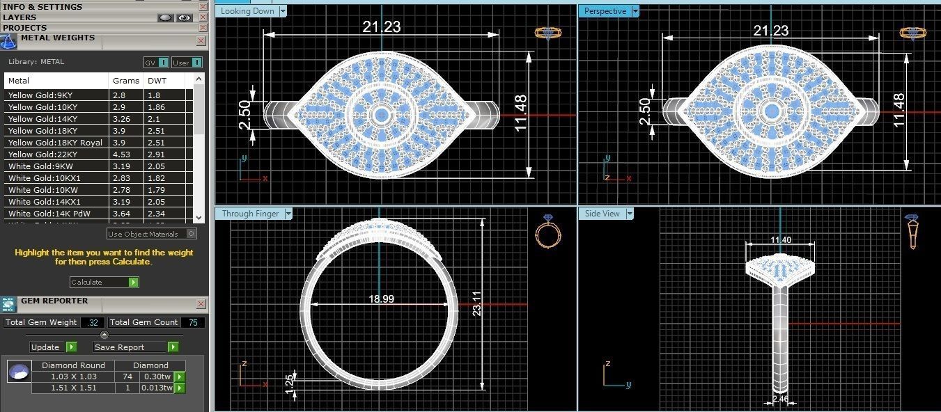 Evil Eye High Jewelry Cocktail Ring 3dm stl renders details 3D print model_3