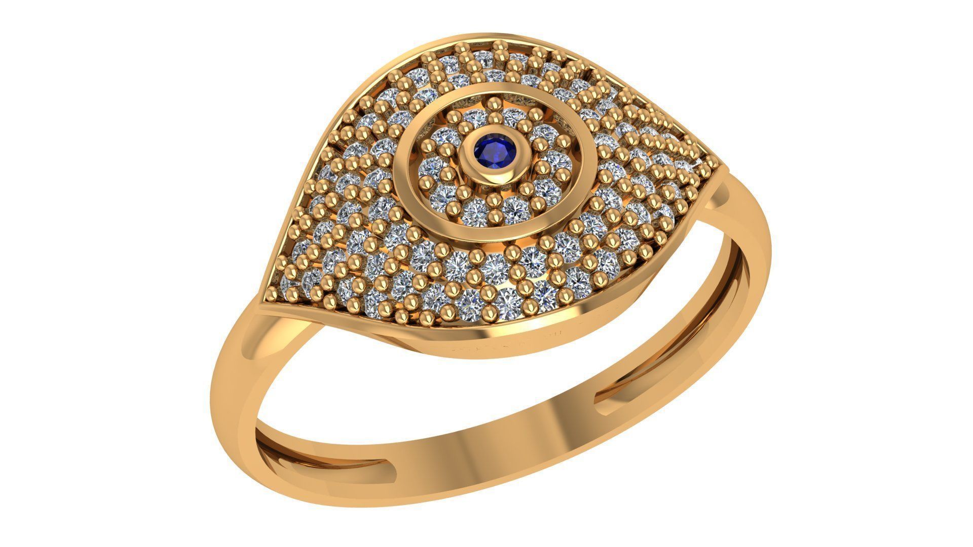 Evil Eye High Jewelry Cocktail Ring 3dm stl renders details 3D print model_1