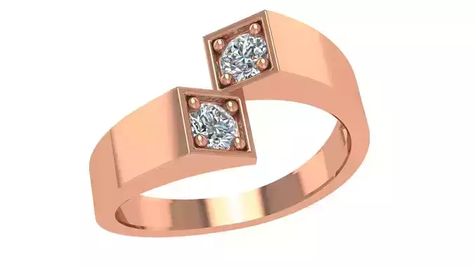 Bi Head Solitaire High Jewelry Cocktail Ring 3dm stl renders  3D print model