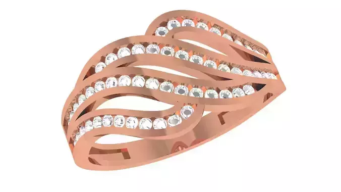 Twisted Wire High Jewelry Cocktail Ring 3dm stl renders details