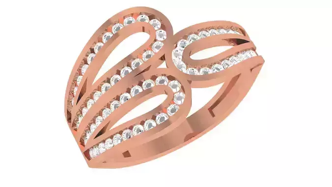 Wave Wire High Jewelry Cocktail Ring 3dm stl renders details