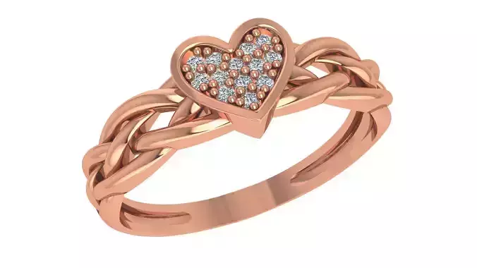 Heart Love Valentine Woven Wire High Jewelry Cocktail Ring 3dm  3D print model