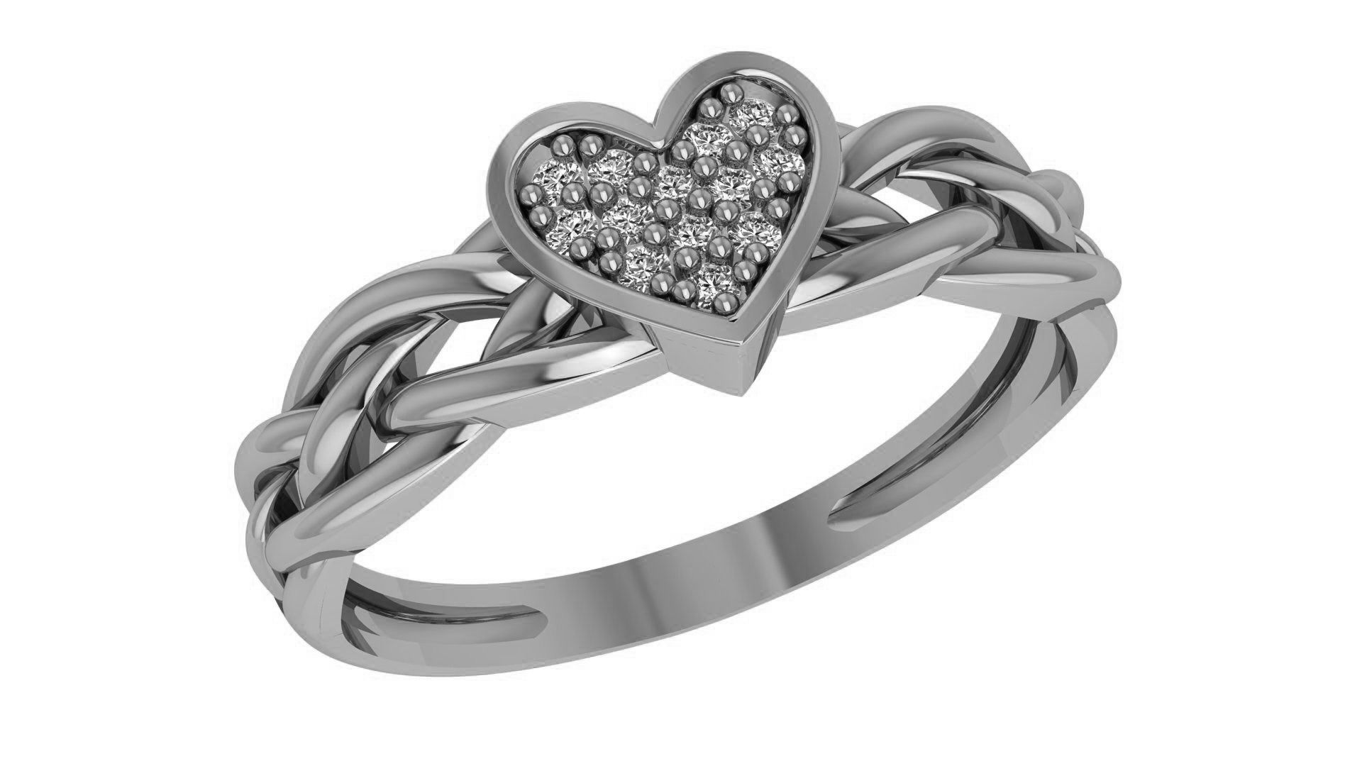 Heart Love Valentine Woven Wire High Jewelry Cocktail Ring 3dm 3D print model_2