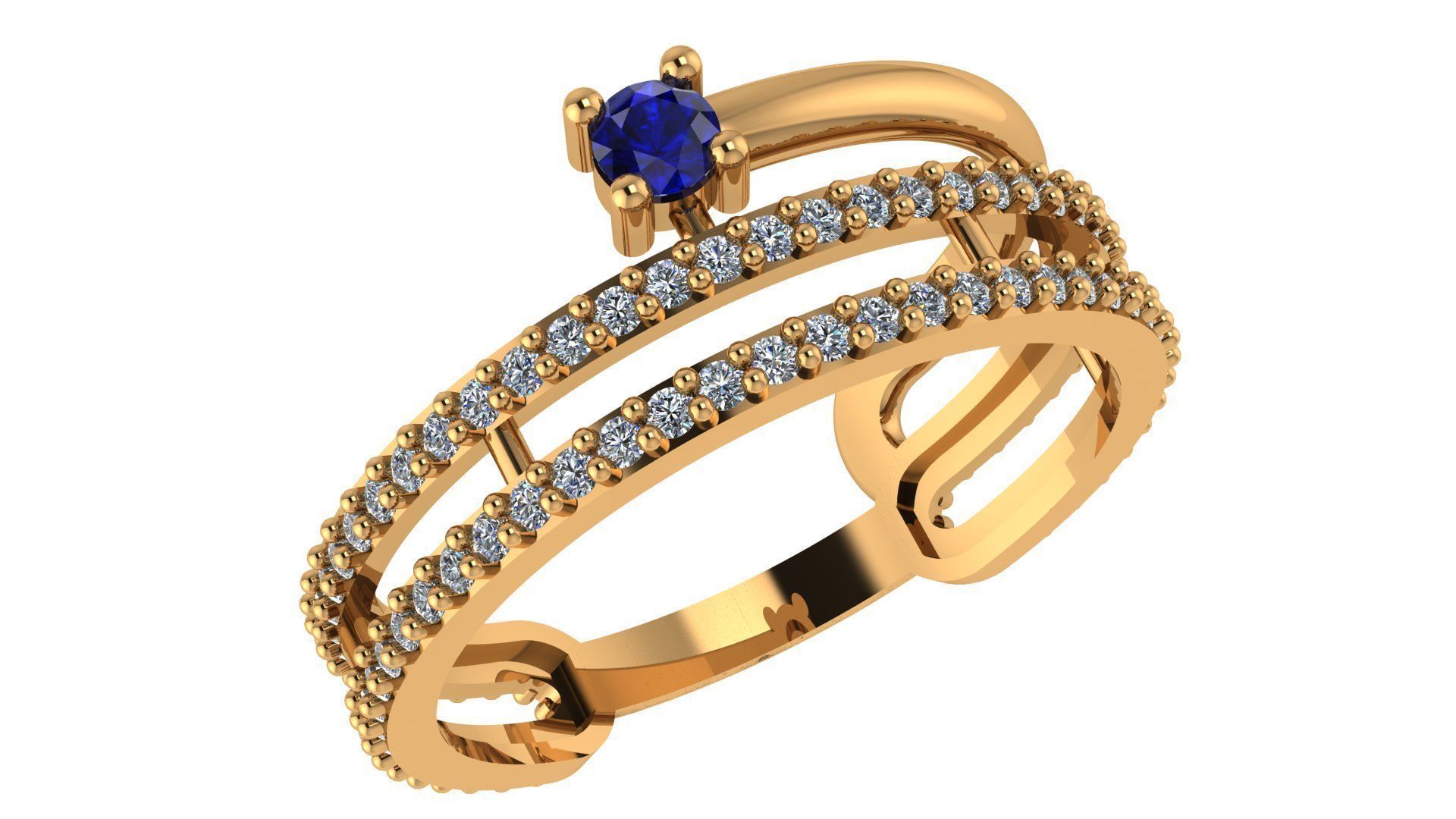 Sapphire Wire Ring renders 3dm stl details 3D print model_1