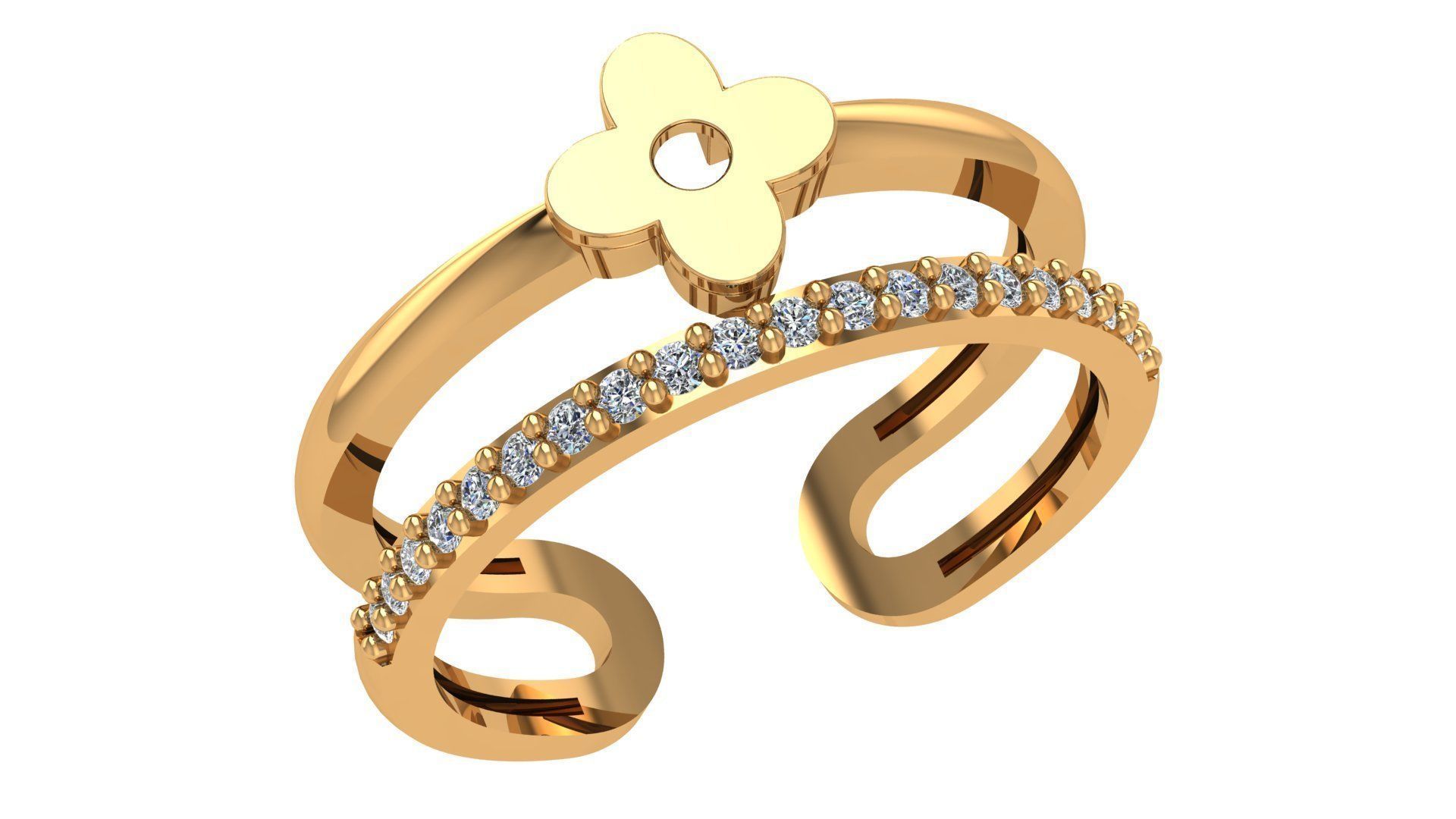 Flower Wire Ring renders 3dm stl details 3D print model_1