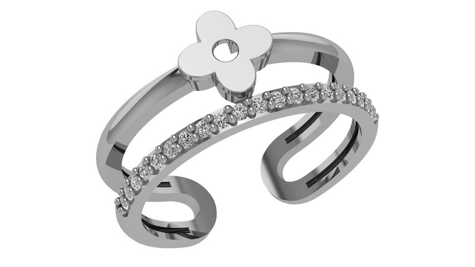 Flower Wire Ring renders 3dm stl details 3D print model_2