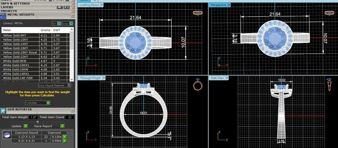 Sapphire Halo Solitaire Diamond Ring 3dm stl renders details 3D print model_3