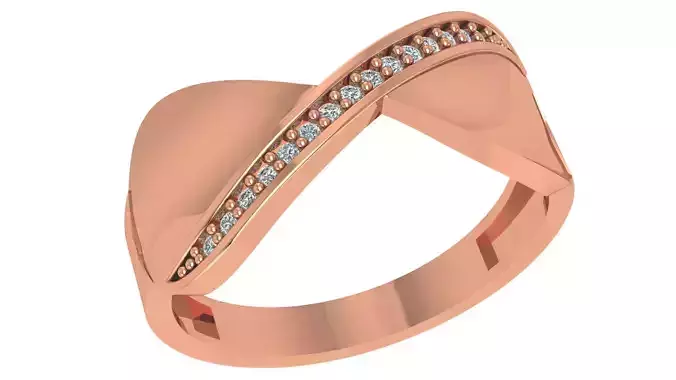 Twisted Band High Jewelry Cocktail Ring 3dm stl renders details