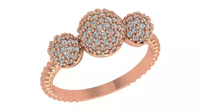 Beads Balls High Jewelry Cocktail Ring 3dm stl renders details 