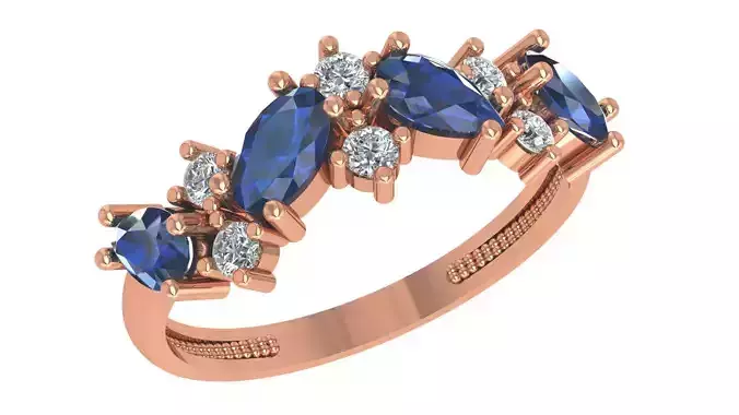 Sapphire High Jewelry Cocktail Ring 3dm stl renders details