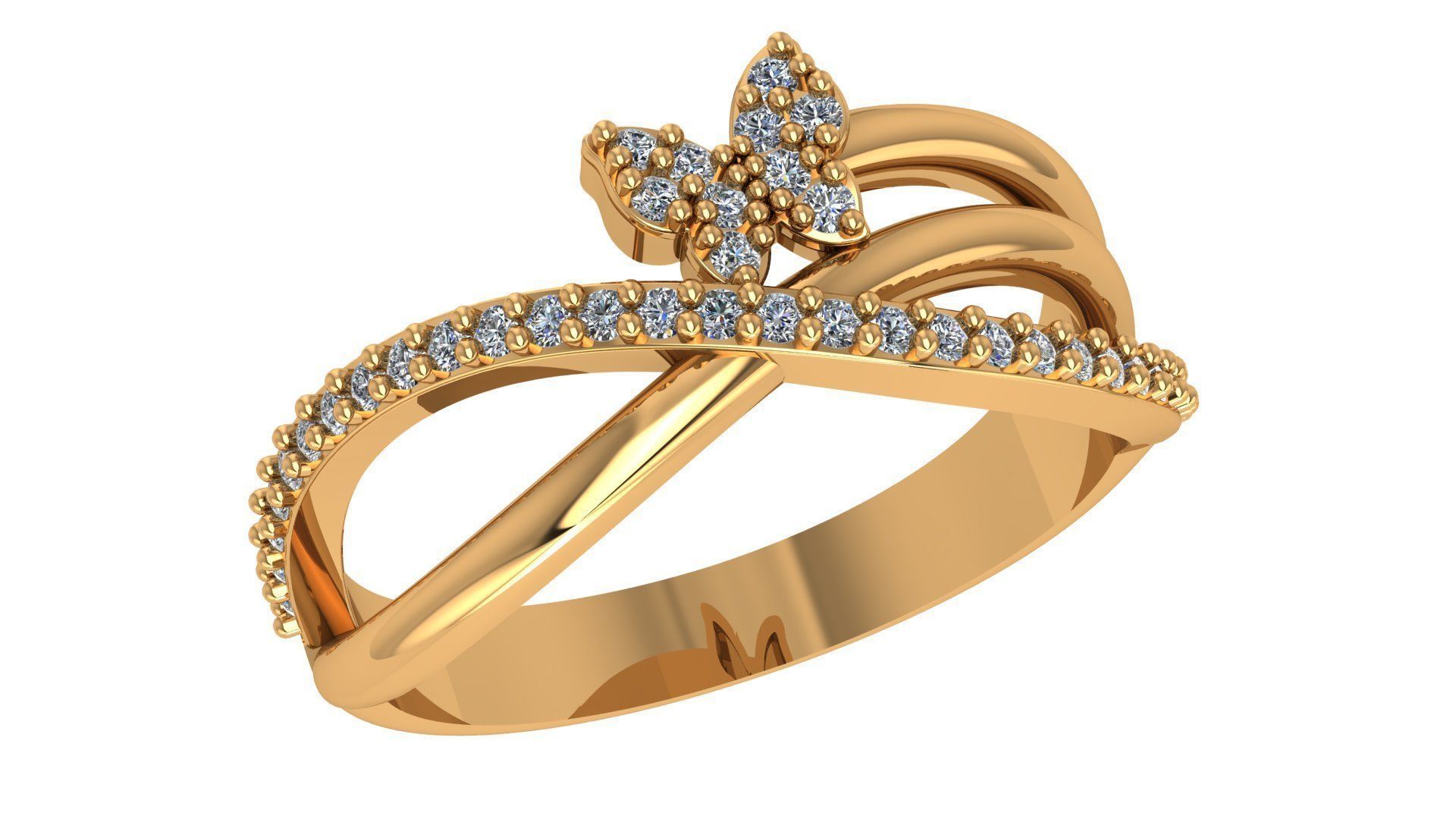 Butterfly Wire High Jewelry Cocktail Ring 3dm stl renders 3D print model_1