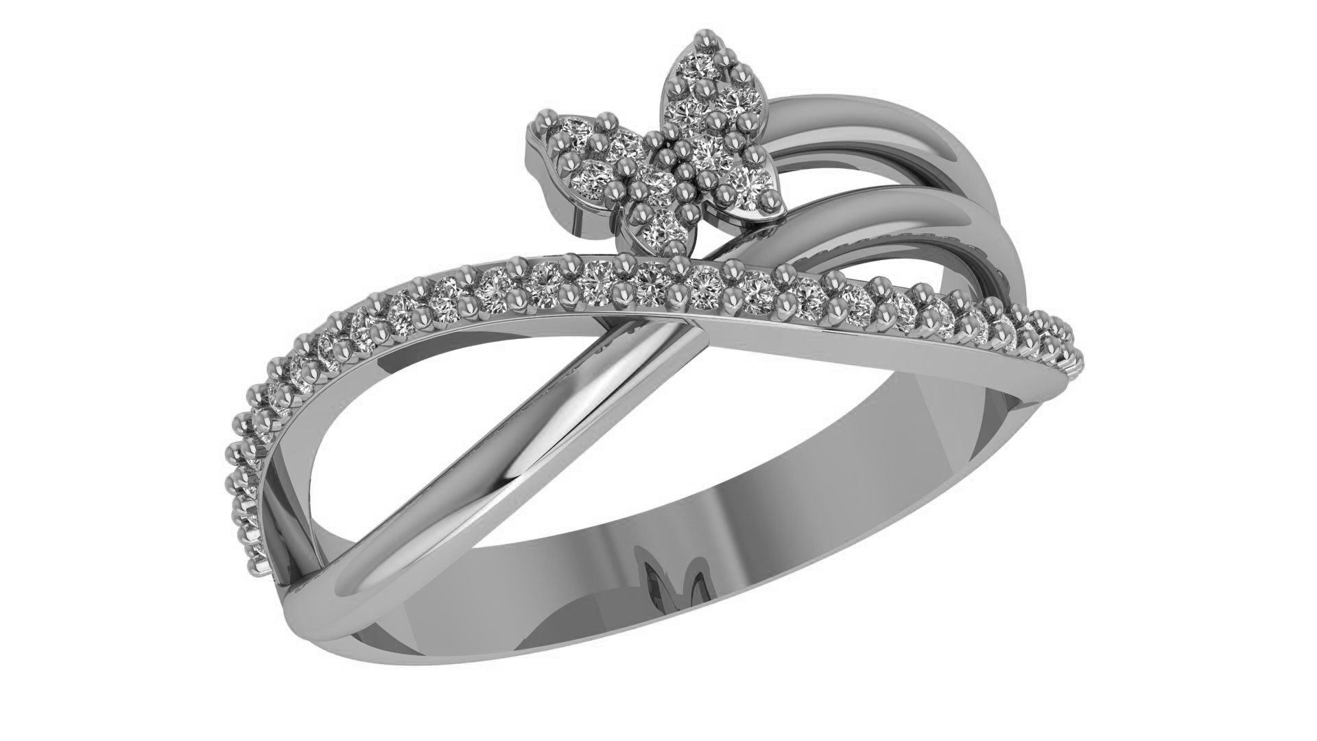 Butterfly Wire High Jewelry Cocktail Ring 3dm stl renders 3D print model_2